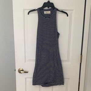 Abercrombie & Fitch Navy and White Striped Mini Dress with Cut Out Back